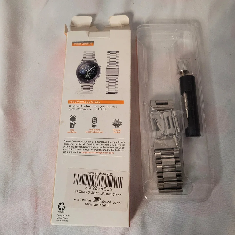 SPGUARD Silver Stainless Steel Watch Band for Samsung Galaxy Apple Fitbit Garmin